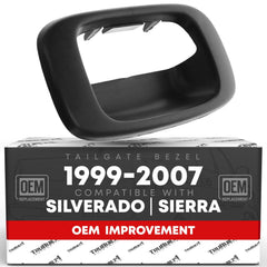 T1A tailgate handle bezel in textured black finish for a seamless OEM replacement