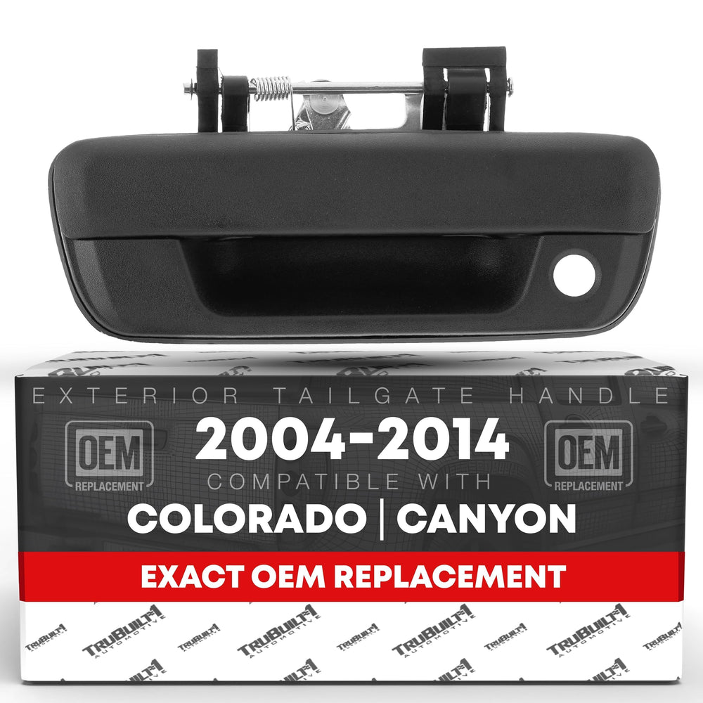 T1A tailgate handle with keyhole in textured black finish for durable use