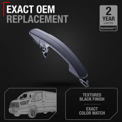 T1A textured black door handle for Ford Transit; OEM replacement fit