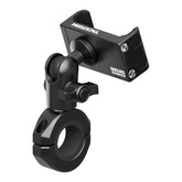 Tackform black motorcycle mount with 20MAXX cradle securing a device on handlebars.