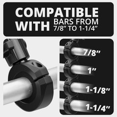 Tackform universal phone holder accommodates most phones, even without cases, on the move.