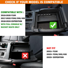 TACOBRO center console organizer as F-150 bucket seats example for accessibility