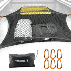 TacoNets elastic cargo net 4x4 stretches to fit securely on a truck bed.
