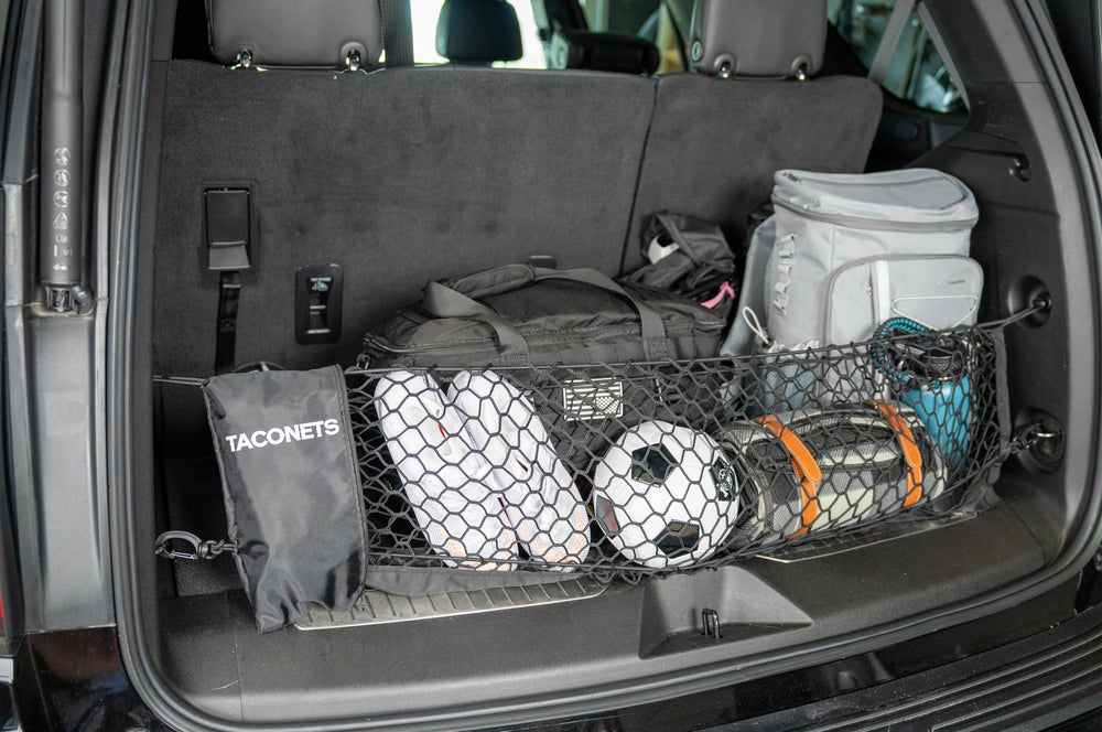 TacoNets heavy-duty hooks and 5mm bungee offer durable cargo support.