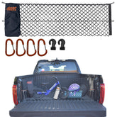 TacoNets envelope cargo net installed on Toyota Tundra bed to keep gear secure during drives