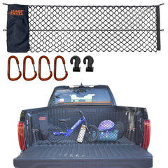 TacoNets envelope cargo net installed on Toyota Tundra bed to keep gear secure during drives