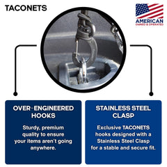 TacoNets integrated storage bag keeps accessories neatly contained after unloading.