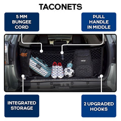 TacoNets heavy-duty hooks keep cargo from shifting during travel