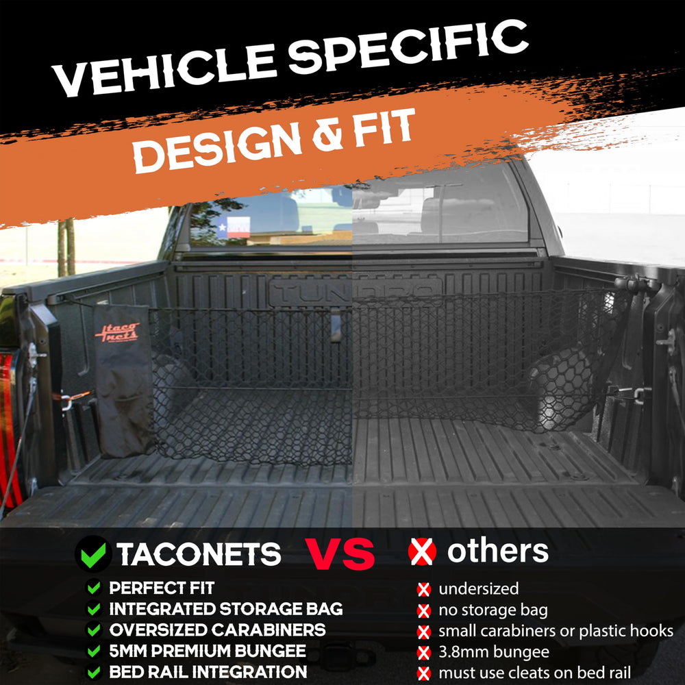 TacoNets integrated storage bag and carabiners for tidy trunks