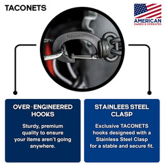 TacoNets precision-fit mounting minimizes movement during highway drives.