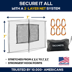 TacoNets premium netting with reinforced anchors for durability and longevity.