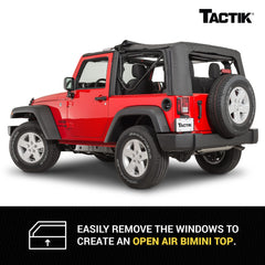 TACTIK soft top installed on Wrangler for tight fit.