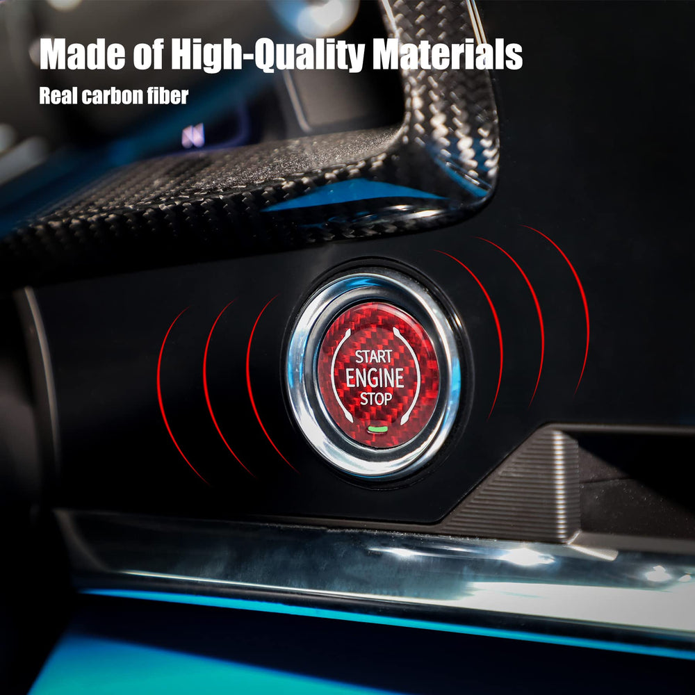 TADYAO carbon fiber push start button texture detail highlights premium gloss finish