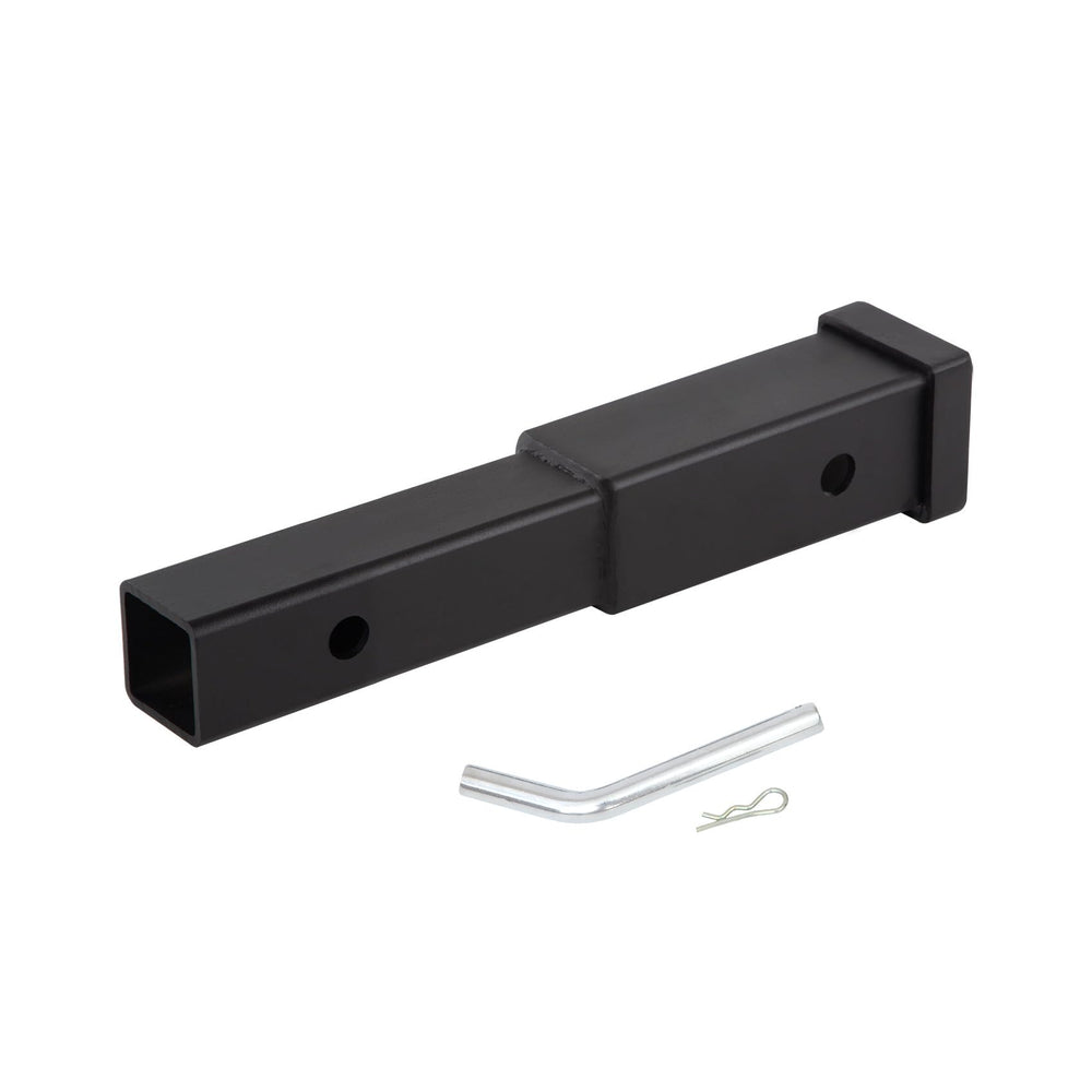 Taelakeni trailer hitch extender shows an 8-inch extension for 2-inch receivers.