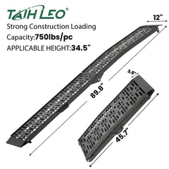 TaiH Leo 750lb capacity ramp supports bikes during loading.