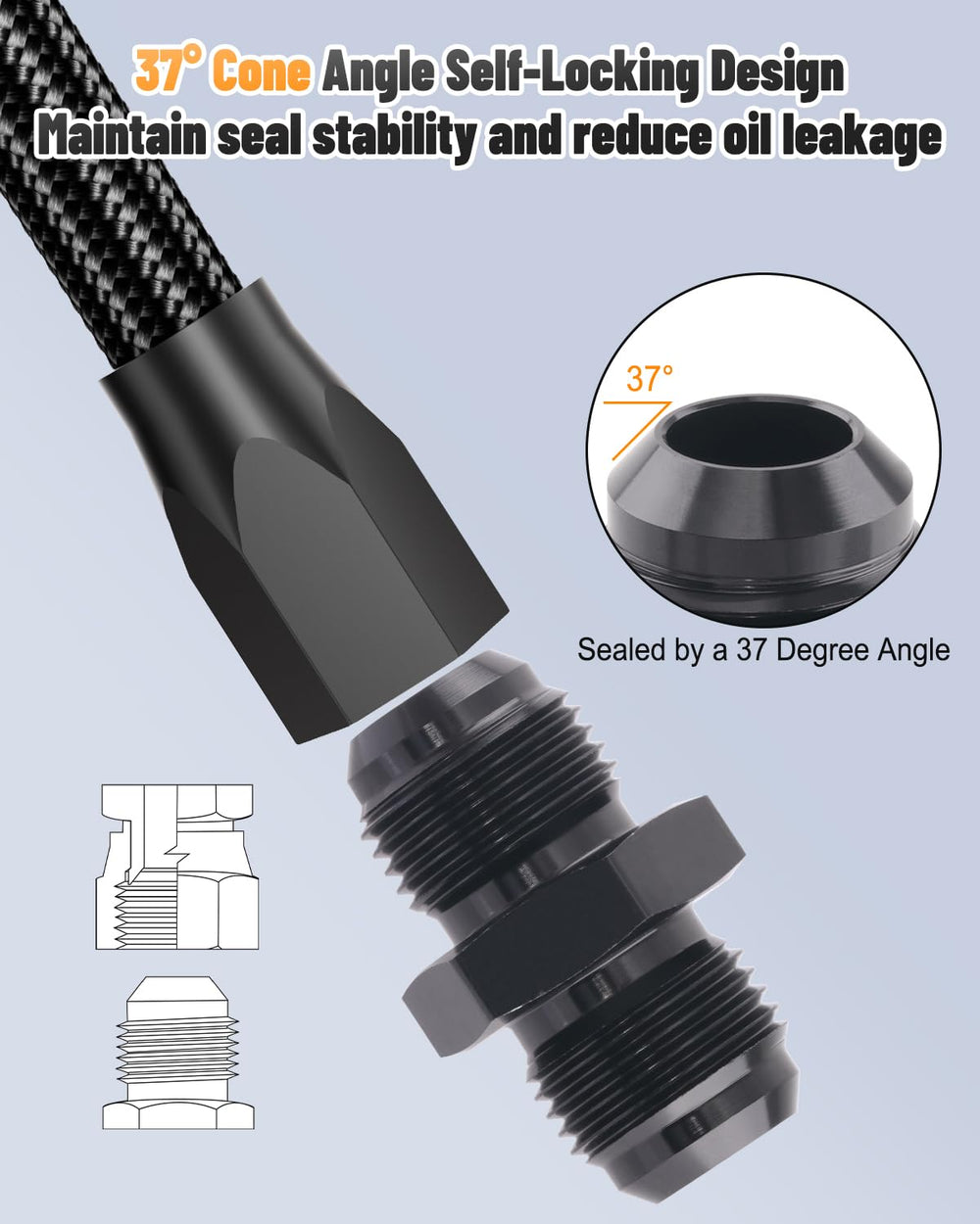 Taiidaues 6AN flare fitting with standard threads for universal compatibility