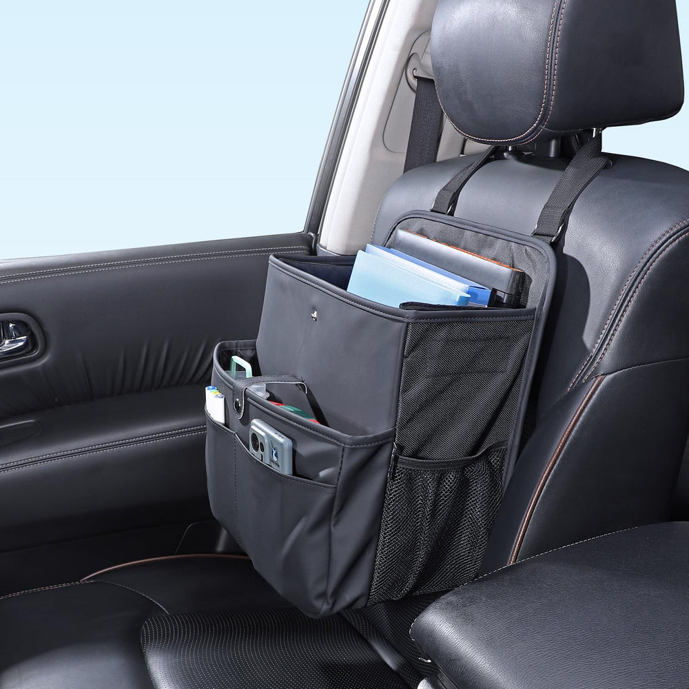 TAIKOO car seat organizer durable leather material resists wear for year-round use
