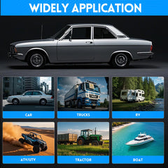 TAINECTC vehicle-compatibility graphic shows 12V/24V readiness