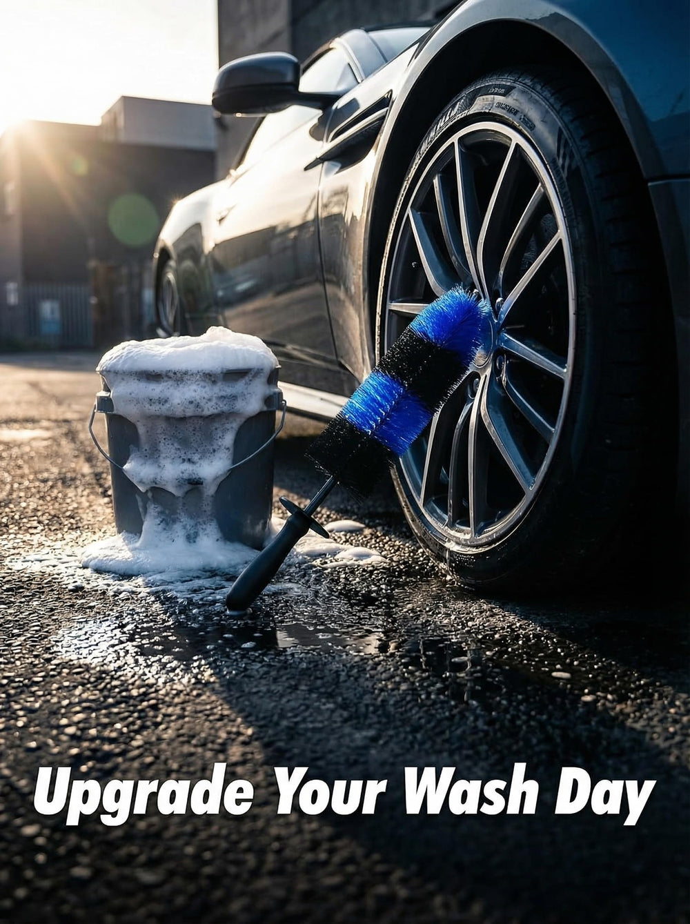 TAKAVU Master Wheel Brush reaches behind spokes for thorough cleaning.