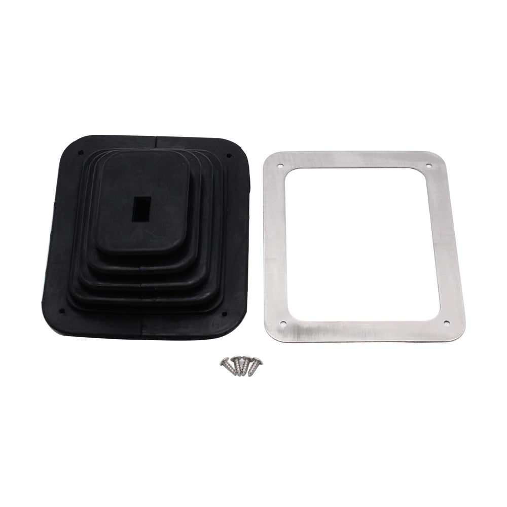 TAKPART universal rubber shifter boot with chrome plate for precise 5 5/8 by 6 3/4 inch fit