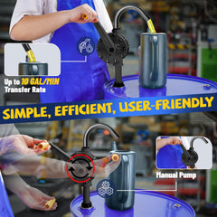 TALFIT drum pump manual-rotation action enables easy hand-operated transfers