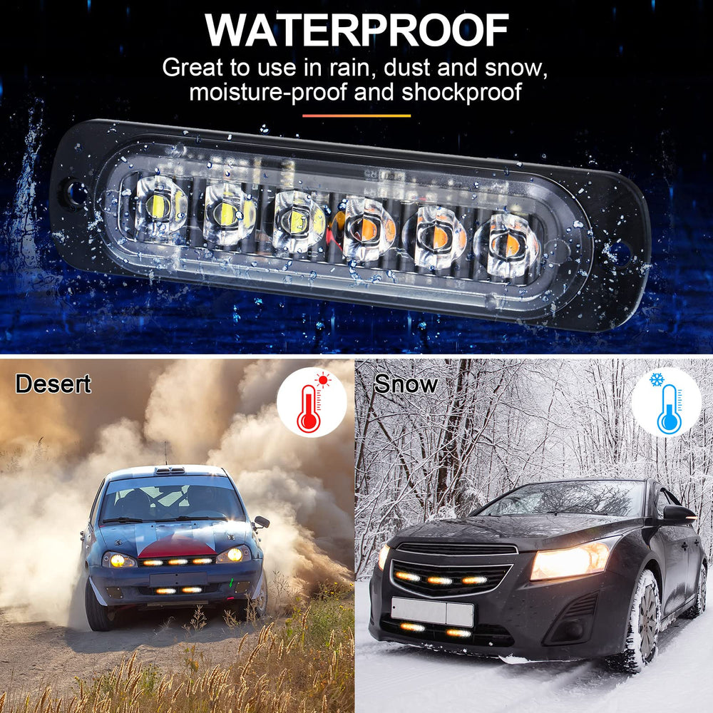 Tallew amber-white strobe on off-road vehicle shows versatile signaling.
