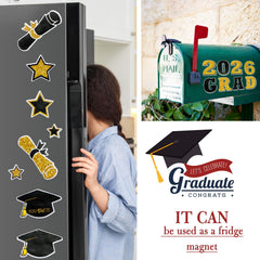 Tallew reflective graduation magnets withstand weather for long-lasting outdoor use.