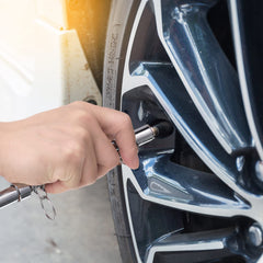 Tallew long stem helps keep hands clean when measuring inner wheels.