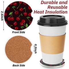 Tallew cherry car coasters fit most cup holders and protect surfaces.