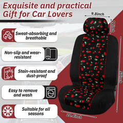 Tallew cherry headrest covers add coordinated look and seat protection.