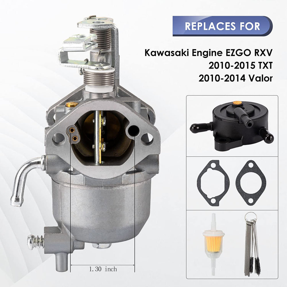 TANG EZGO RXV carburetor side installation view showing precise mounting alignment
