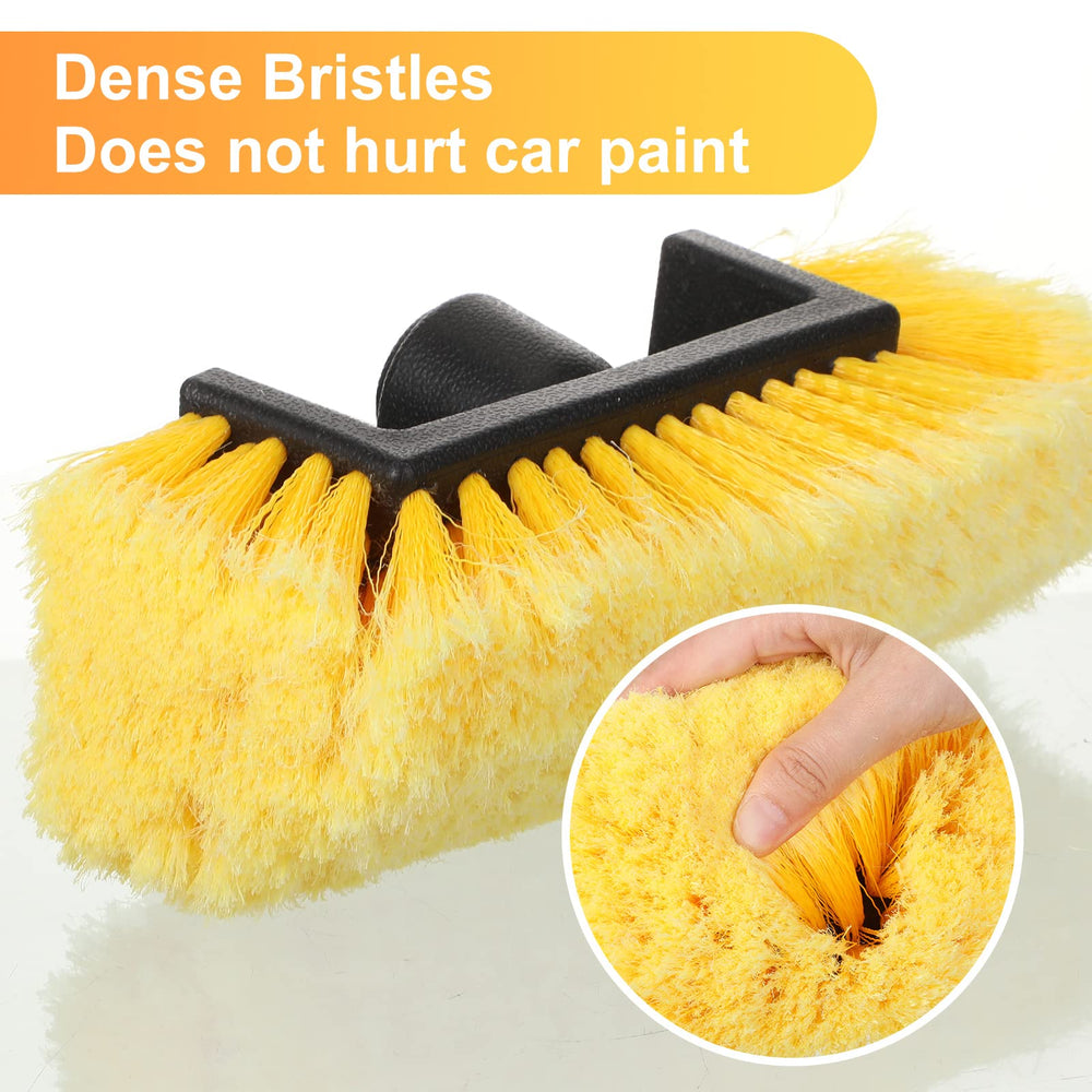 Tanlade flow-through brush with water channels helps rinse dirt efficiently.