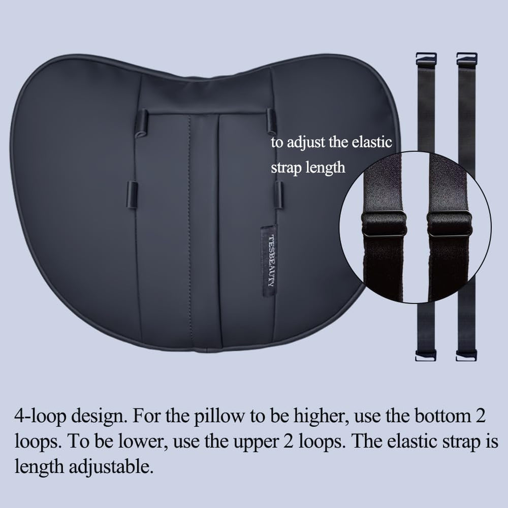 TANOLA TESBEAUTY headrest installed in car showing invisible straps for clean look