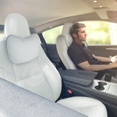 Tanola TESBEAUTY headrest pillow atop Tesla seat for smoother neck support
