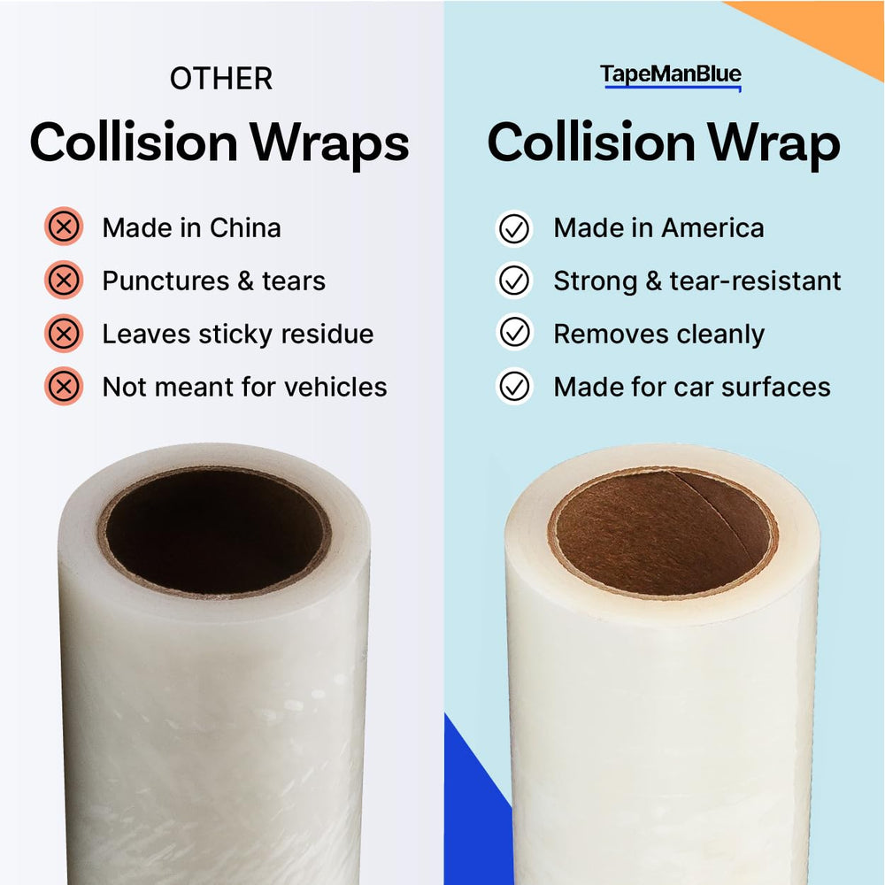 TapeManBlue collision wrap shields interior from weather and debris