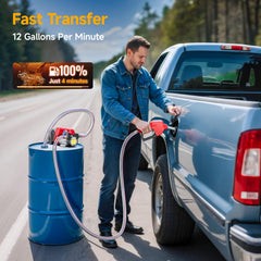 TaskStar 12GPM transfer speed powering quick diesel or kerosene moves.