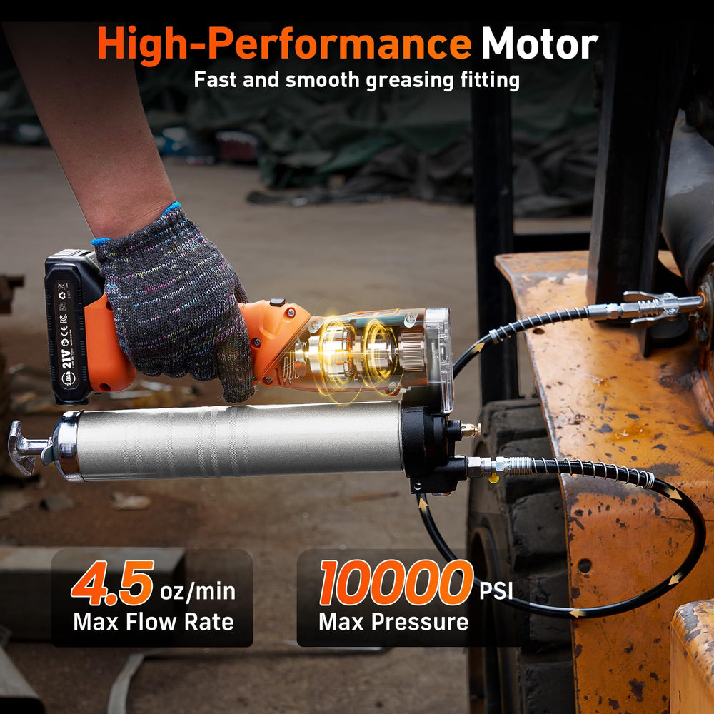 TaskStar 39.4-inch hose reaches high or hard-to-access grease fittings