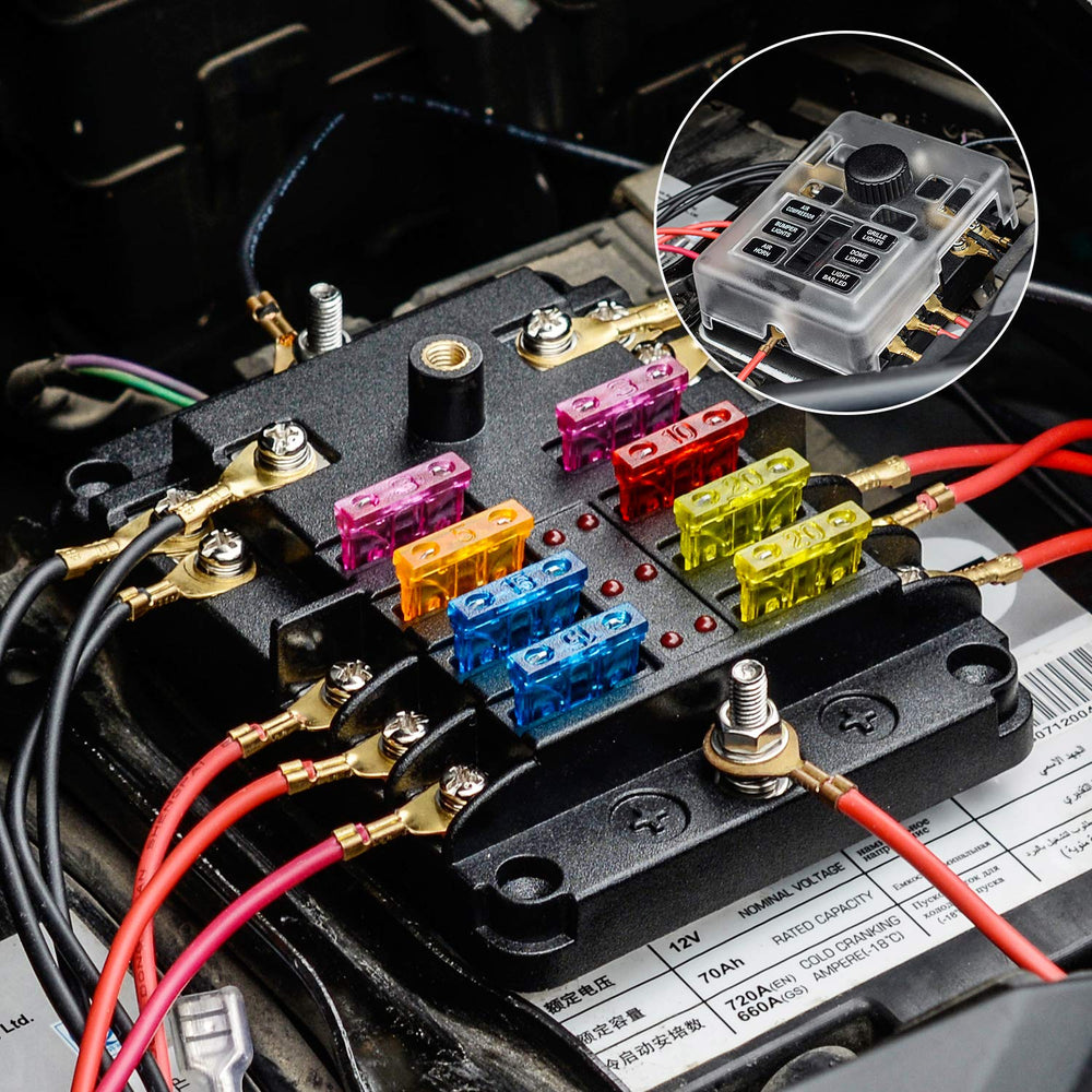 Tatida 12-24V fuse panel suitable for cars boats and RV electrical projects