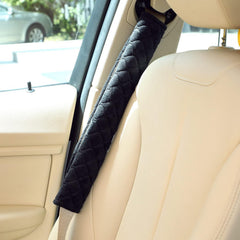 Tatuo seatbelt pads showcased on backpack and luggage for extra shoulder comfort.