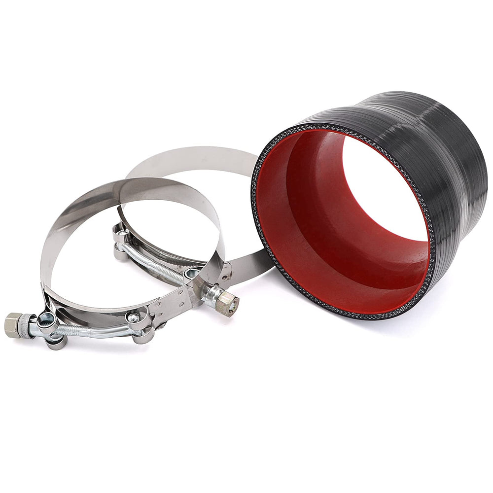 Included stainless steel T-bolt clamps for secure fit