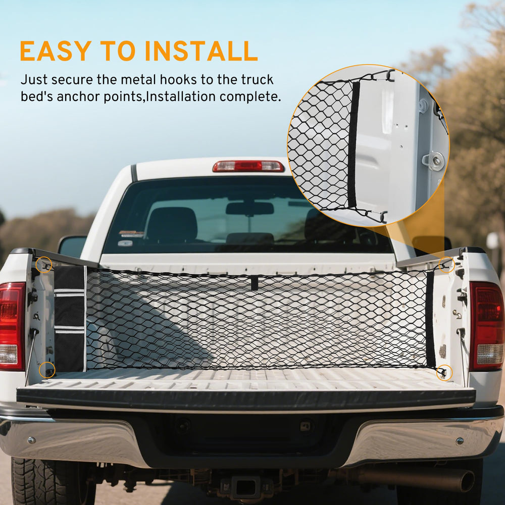 TAUYANG cargo net keeps groceries from sliding in the truck bed