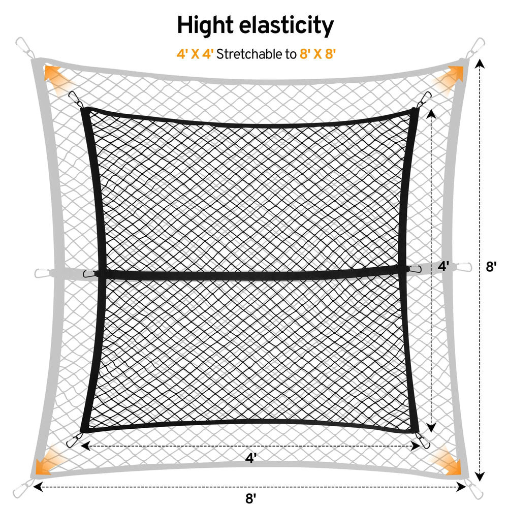 TAUYANG Honda Ridgeline bed net demonstrates adjustable coverage for various cargo shapes.