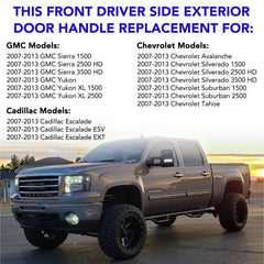 TAYATUO Cadillac Escalade front-right door handle replacement with chrome shine.