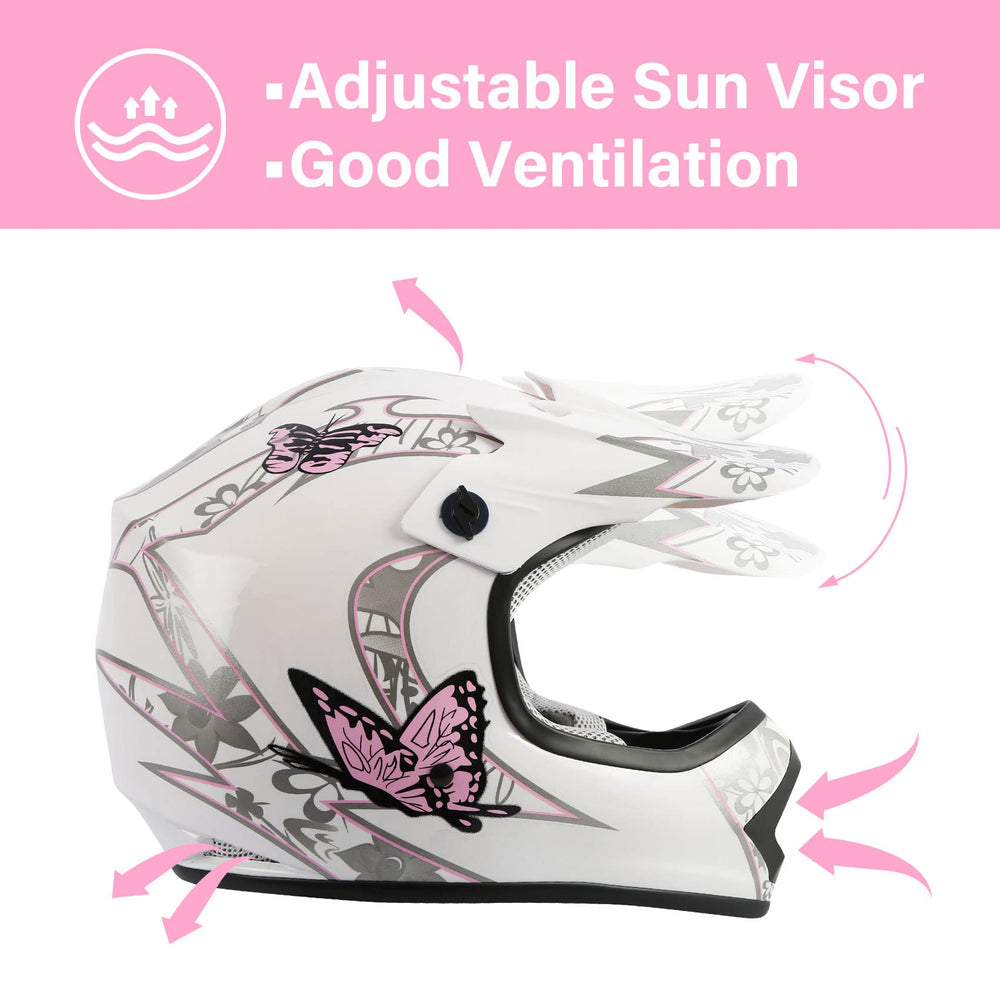 TCMT Youth Dirt Bike Helmet adjustable sun visor reduces glare