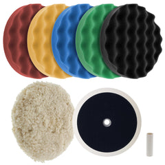 TCP Global professional 6-pad buffing set for versatile car detailing.