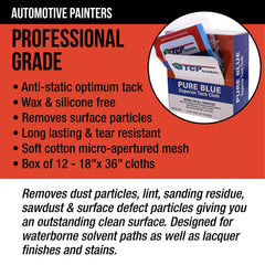 TCP Global Pure Blue tack cloth is wax-free and silicone-free