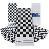 TCP Global spray out card on a checkered panel used for color matching accuracy