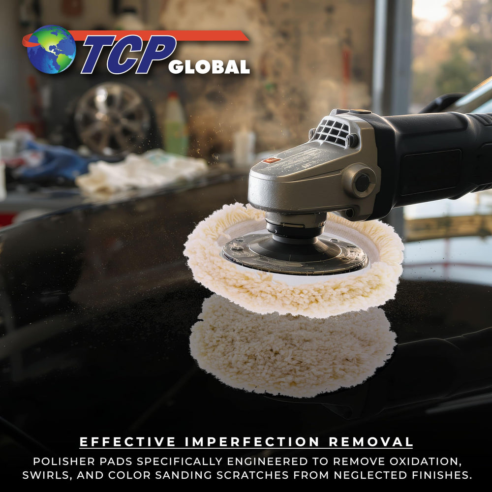 TCP Global wool pad features curved reinforced backing for durability during use.