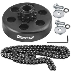 TEANTECH go kart clutch close-up with 3/4 bore and 12 teeth for strong engagement.