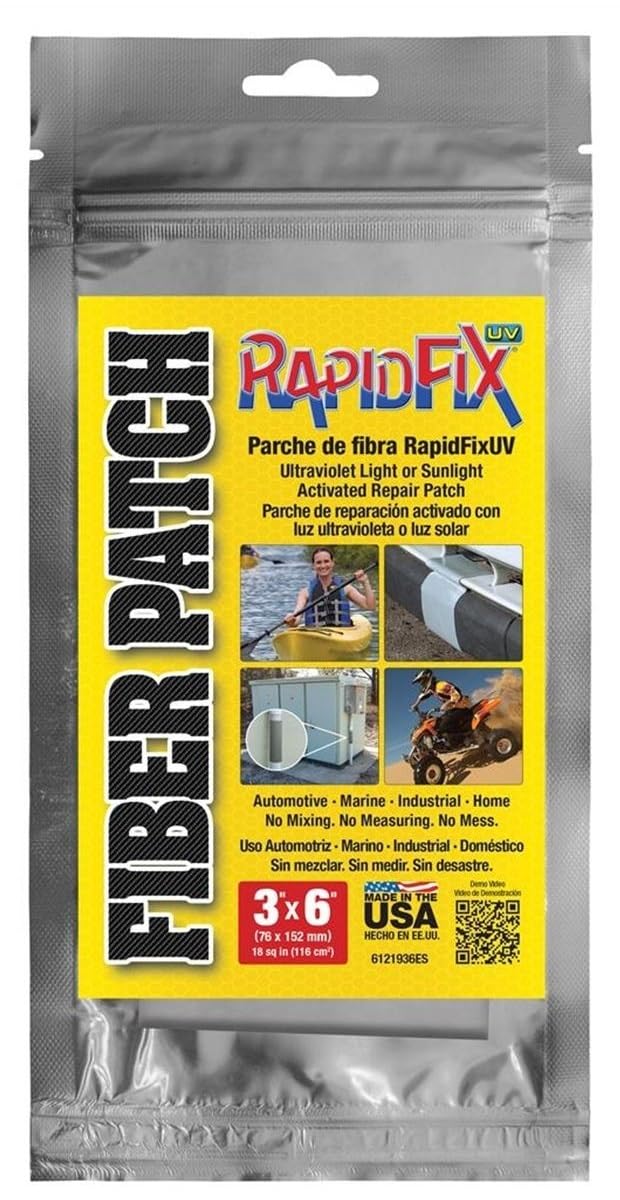 Tear Mender RapidFix UV fiber patch 3x6 during application shows easy self-adhesion.